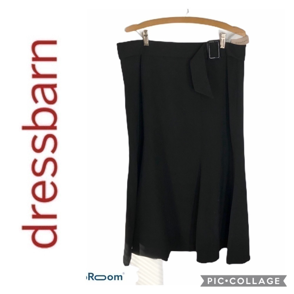 Dressbarn Belted Midi Black Skirt NWT Sz 14